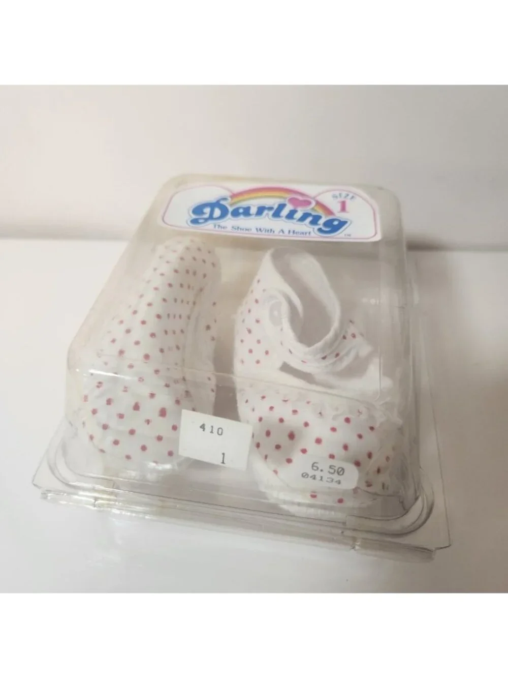Vintage Darling Baby Shoes Red Polka Dot Mary Jane Lace Trim Size 1 New In Box
